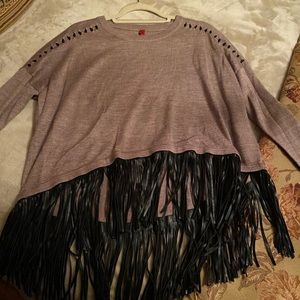 548 sweater with black leather fringes!